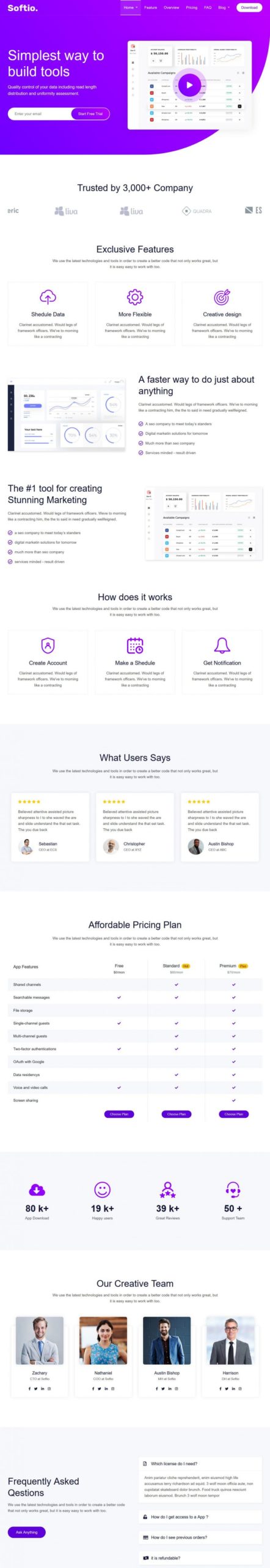 [企业软件应用落地展示页H5页面模板] 适合软件开发相关公司的套件ui模板+自适应手机