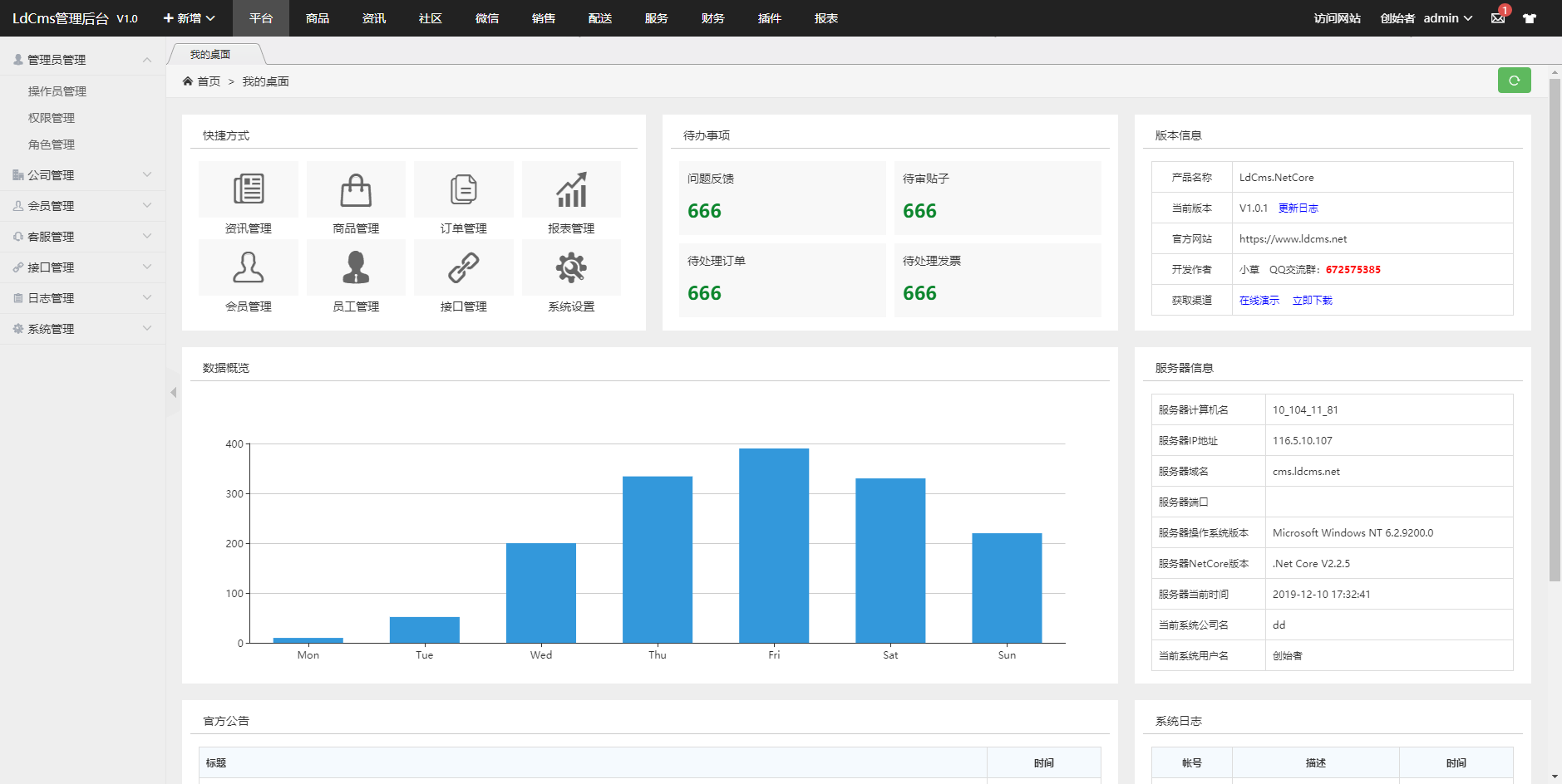 LdCms.NetCore轻量级的网站内容管理系统
