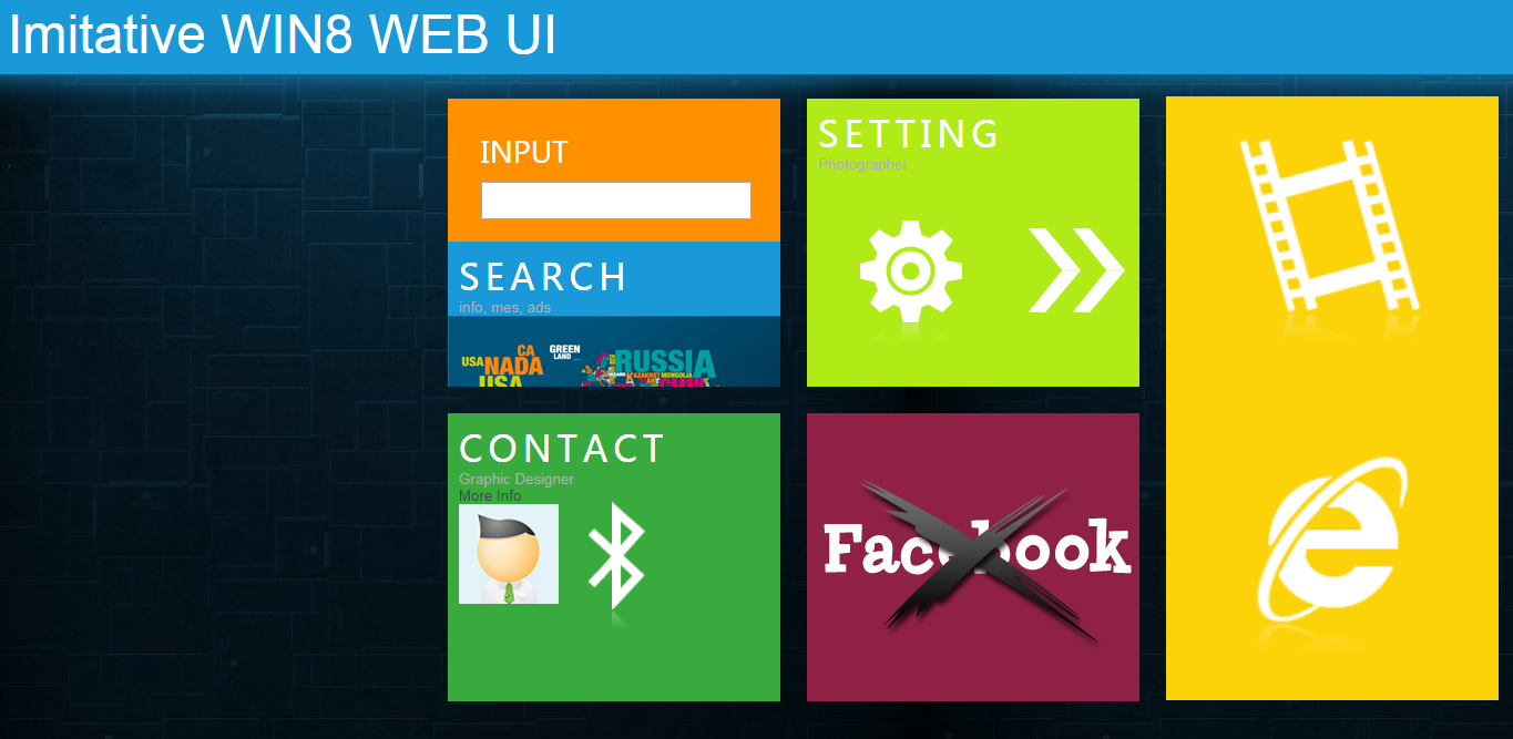 仿WIN8扁平式UI的html模板