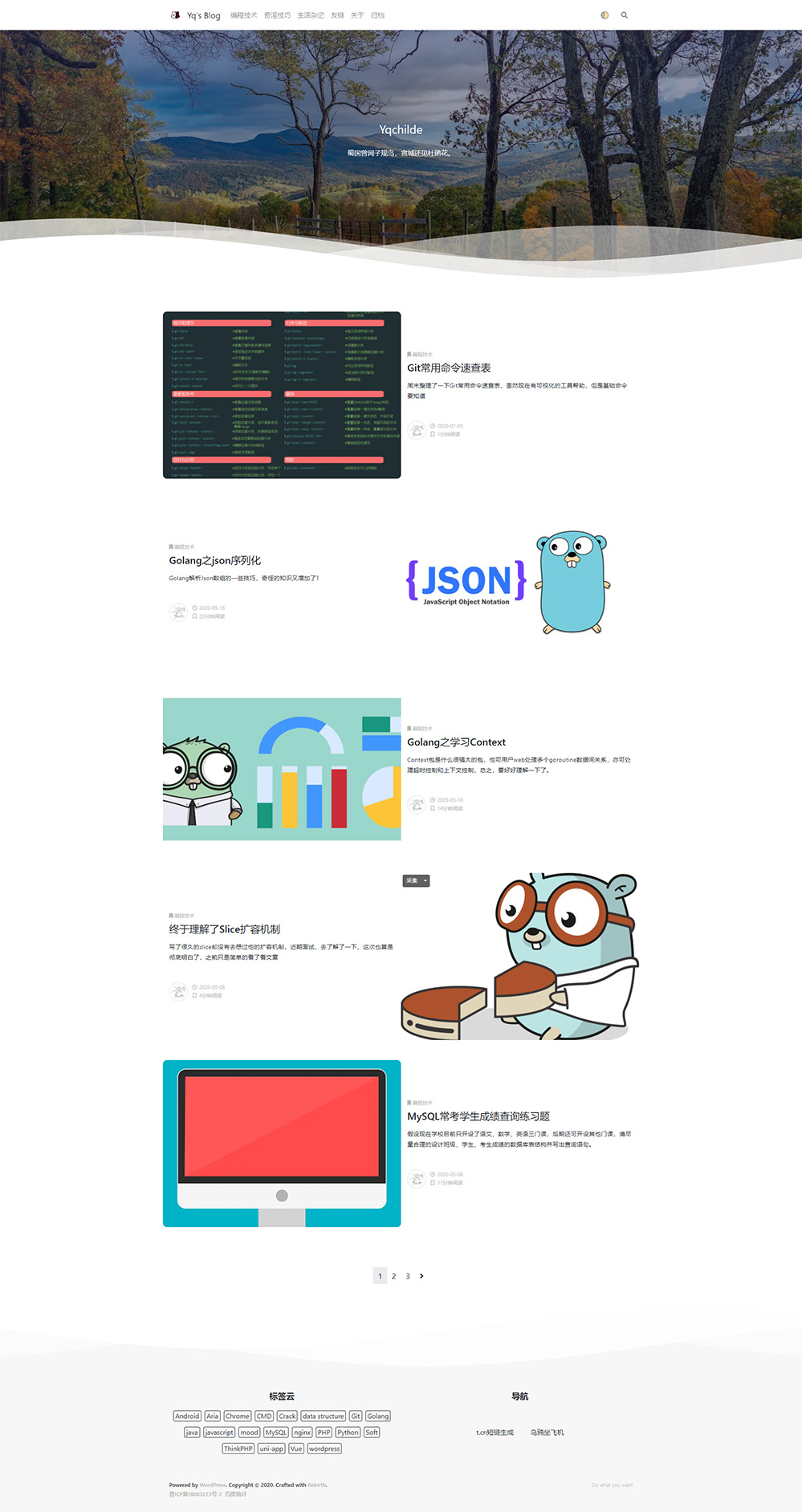 WordPress简约优雅响应式Rebirth<span class='h-light'>博客</span>网站主题