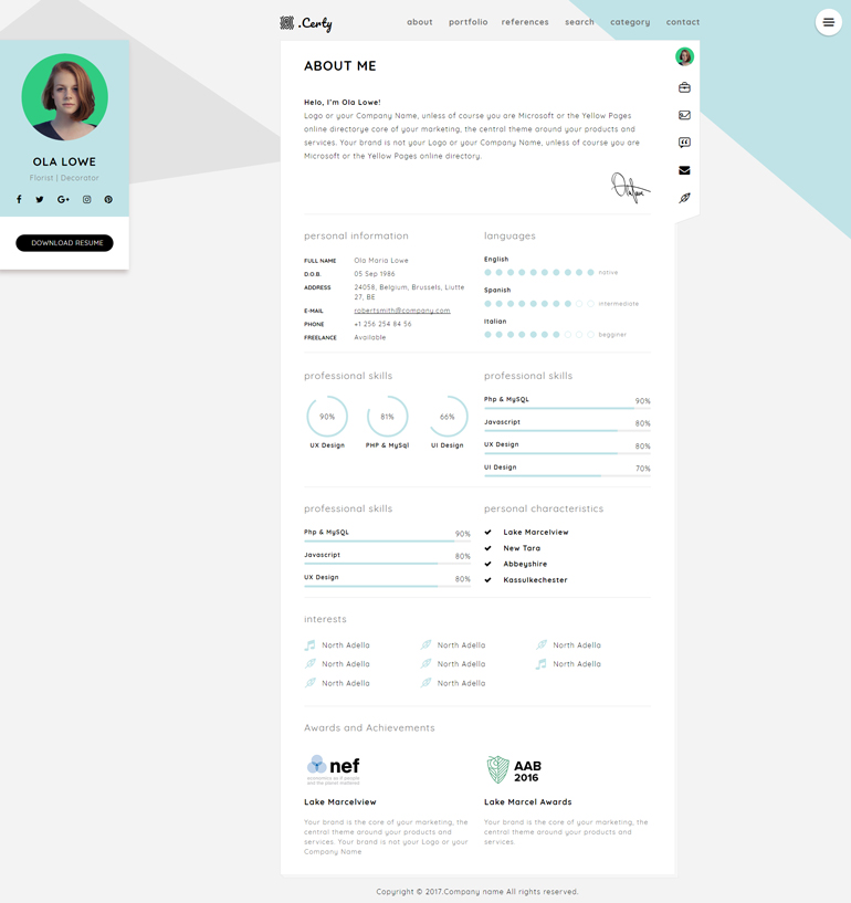 HTML5响应式个人简历网站模板