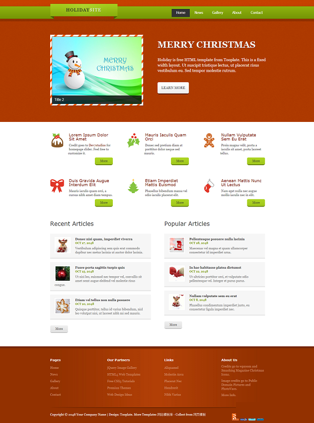 红色大气响应式圣诞节节日主题网站模板