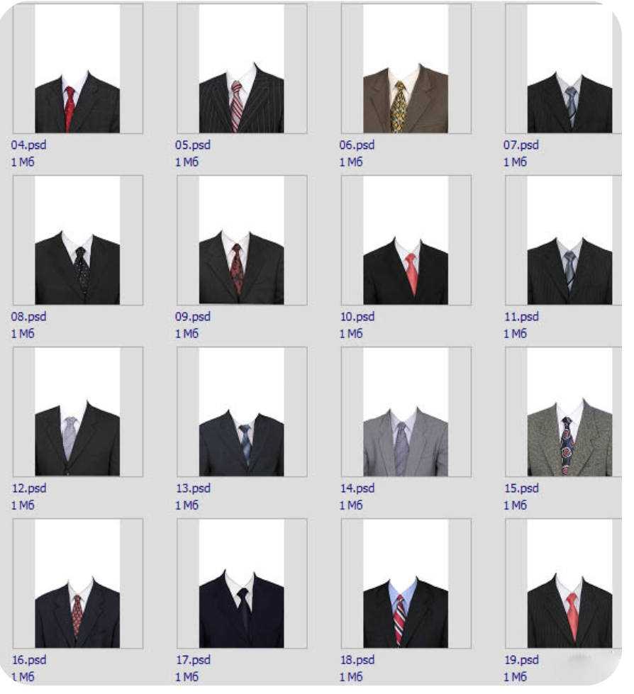 psd源码-男女证件照服装模板