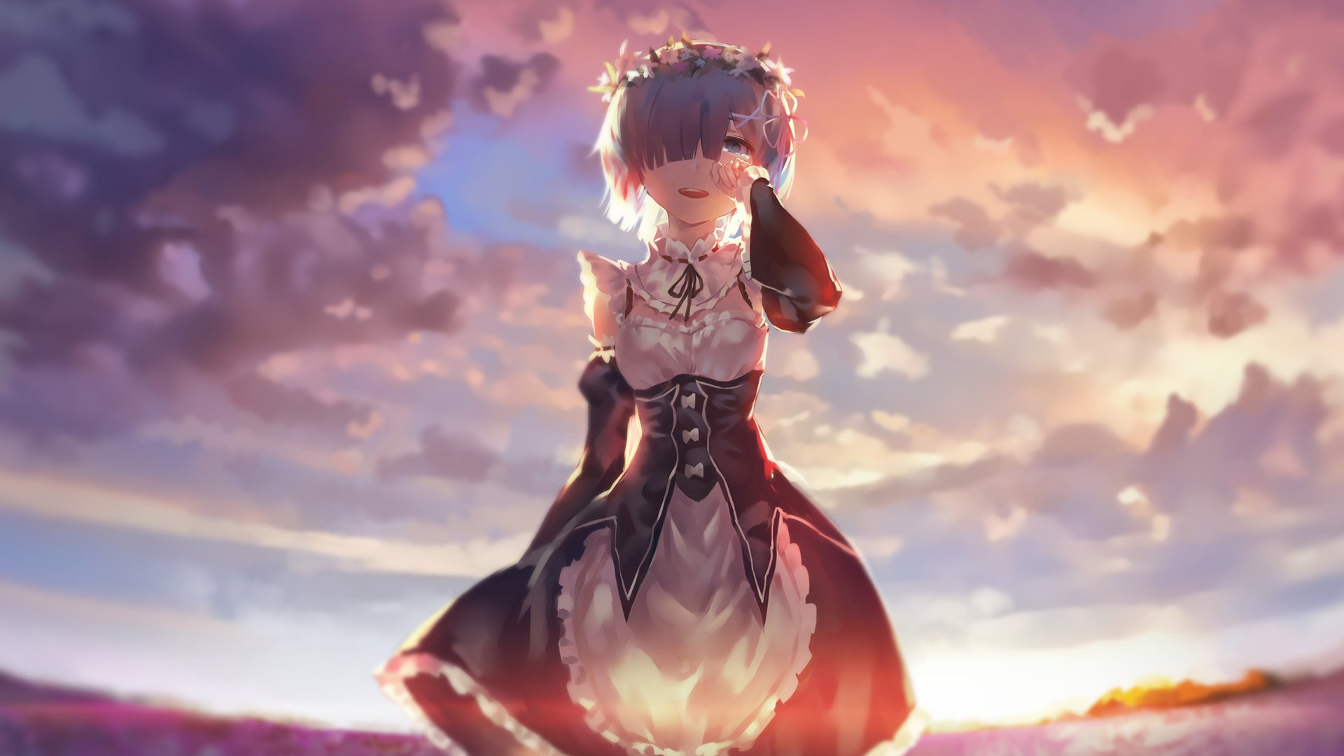 一款非常好看的雷姆背景的时间单页（附雷姆图片）