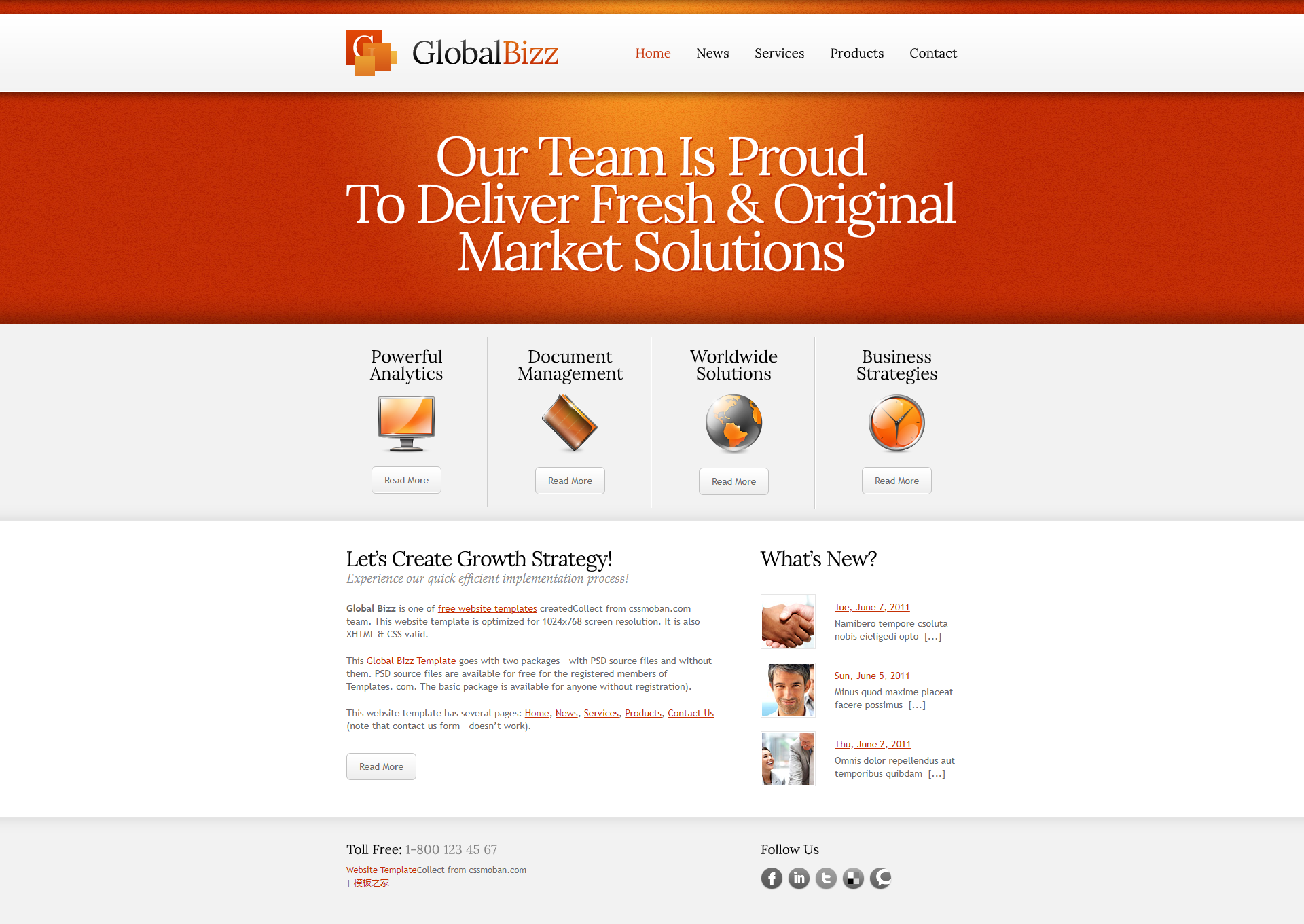 橙色的商务企业网站模板 html整站下载 企业网站模板