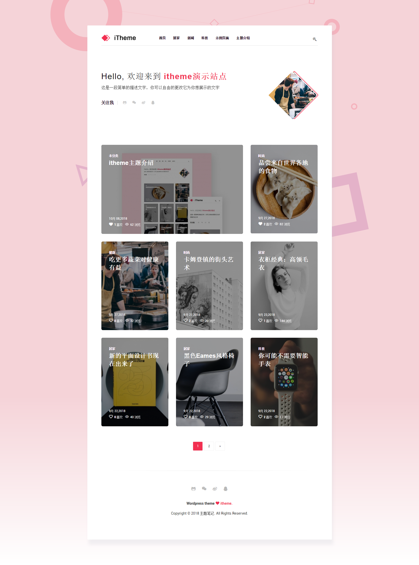 WordPress简约的单栏响应式itheme网站主题