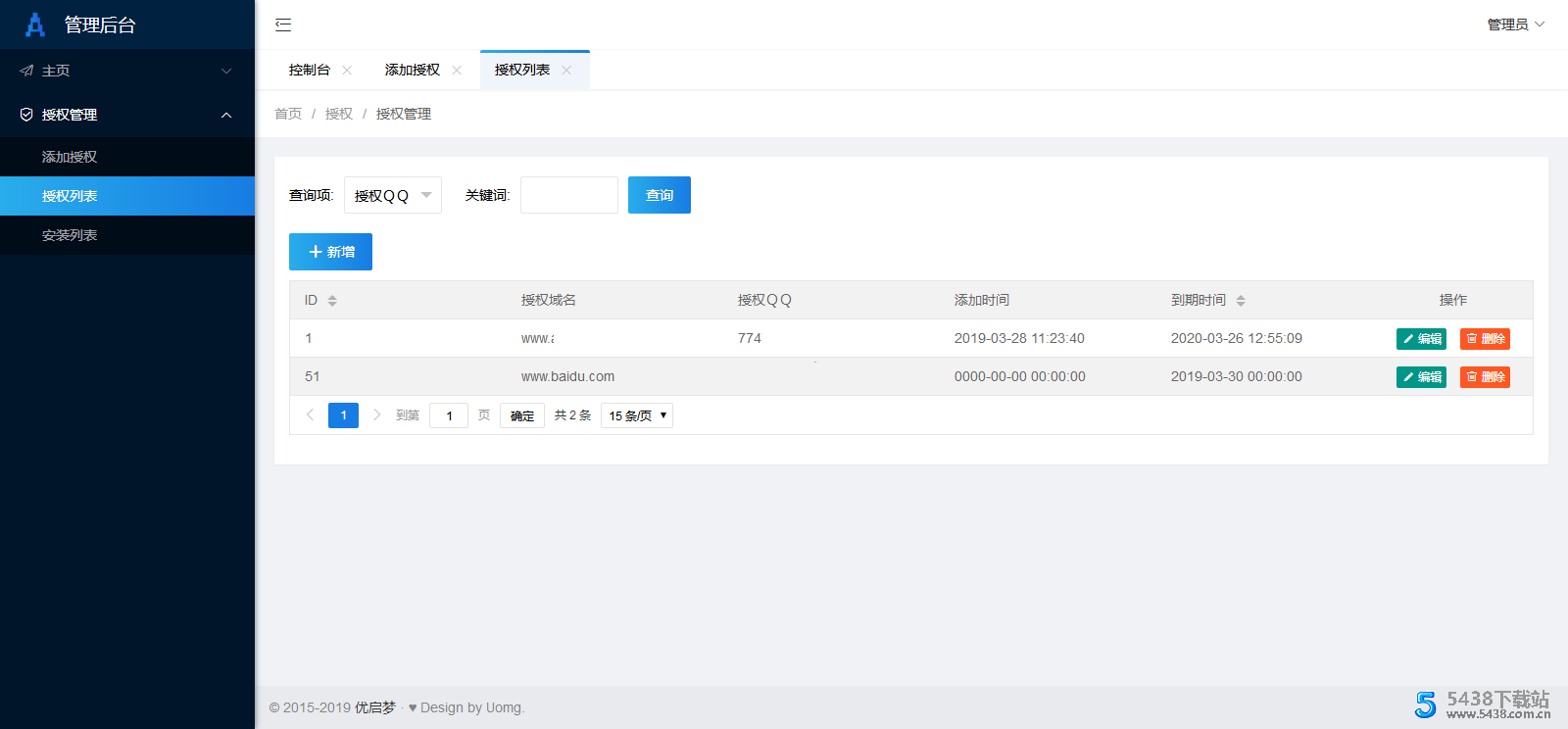开源程序|PHP域名授权系统源码 V1.1