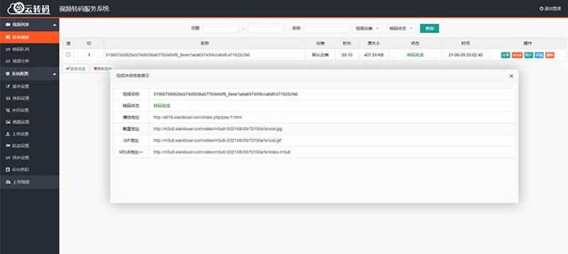 2021新版PHP双码率视频云转码服务系统源码 m3u8切片秒切html5播放器 全开源2021新版PHP双码率视频云转码服务系统源码 m3u8切片秒切html5播放器 全开源图片