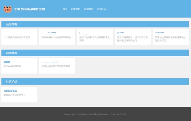 ZBLOG简单的导航网站主题 支持内页详情目录模板